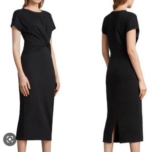 AllSaints Paloma Long Dress- Black. Worn. Small tear on back slit.